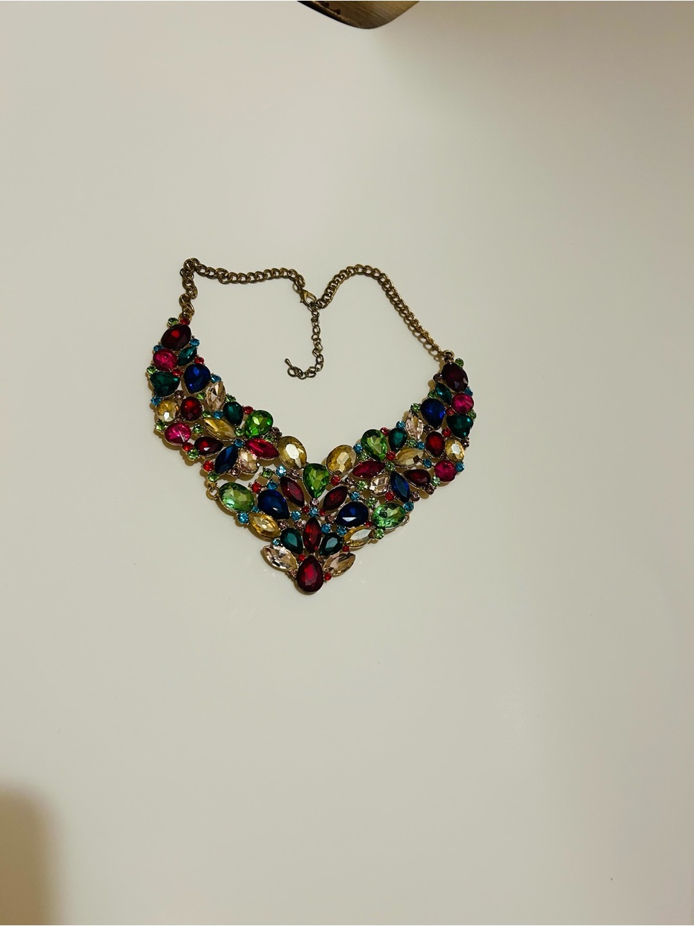 Multicolor Gem Statement Bib Necklace